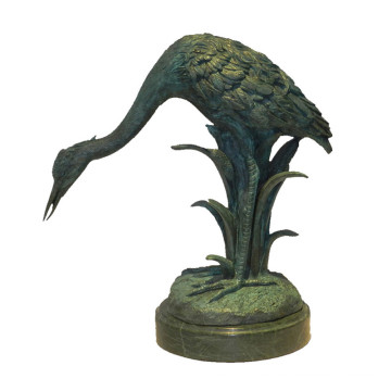 Animal Bronze Sculpture Oiseau Grue Décoration En Laiton Statue Tpy-628